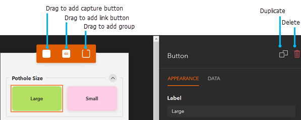 Drag Duplicate or Delete buttons. Drag Duplicate or Delete buttons.